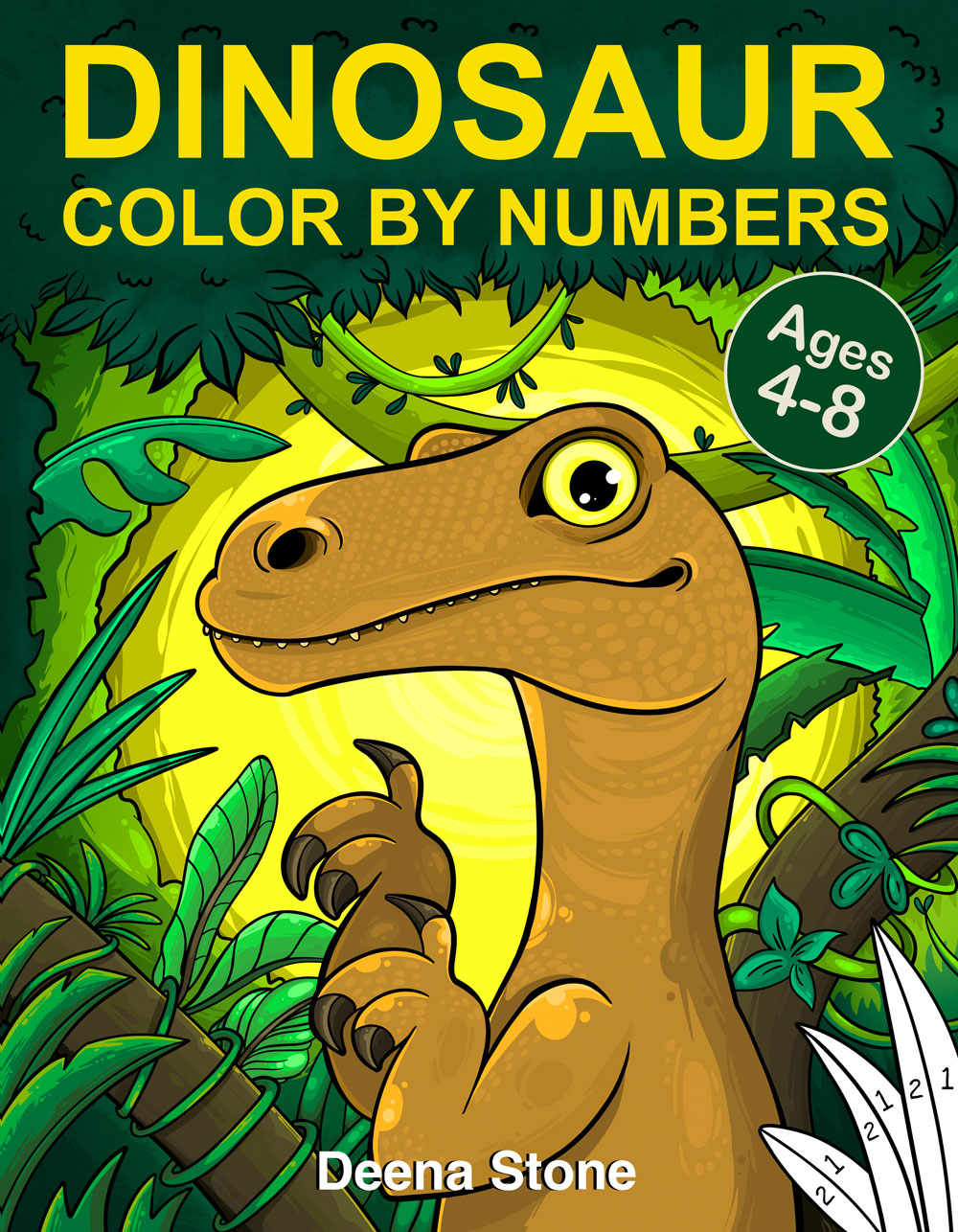 easy dinosaur color by number