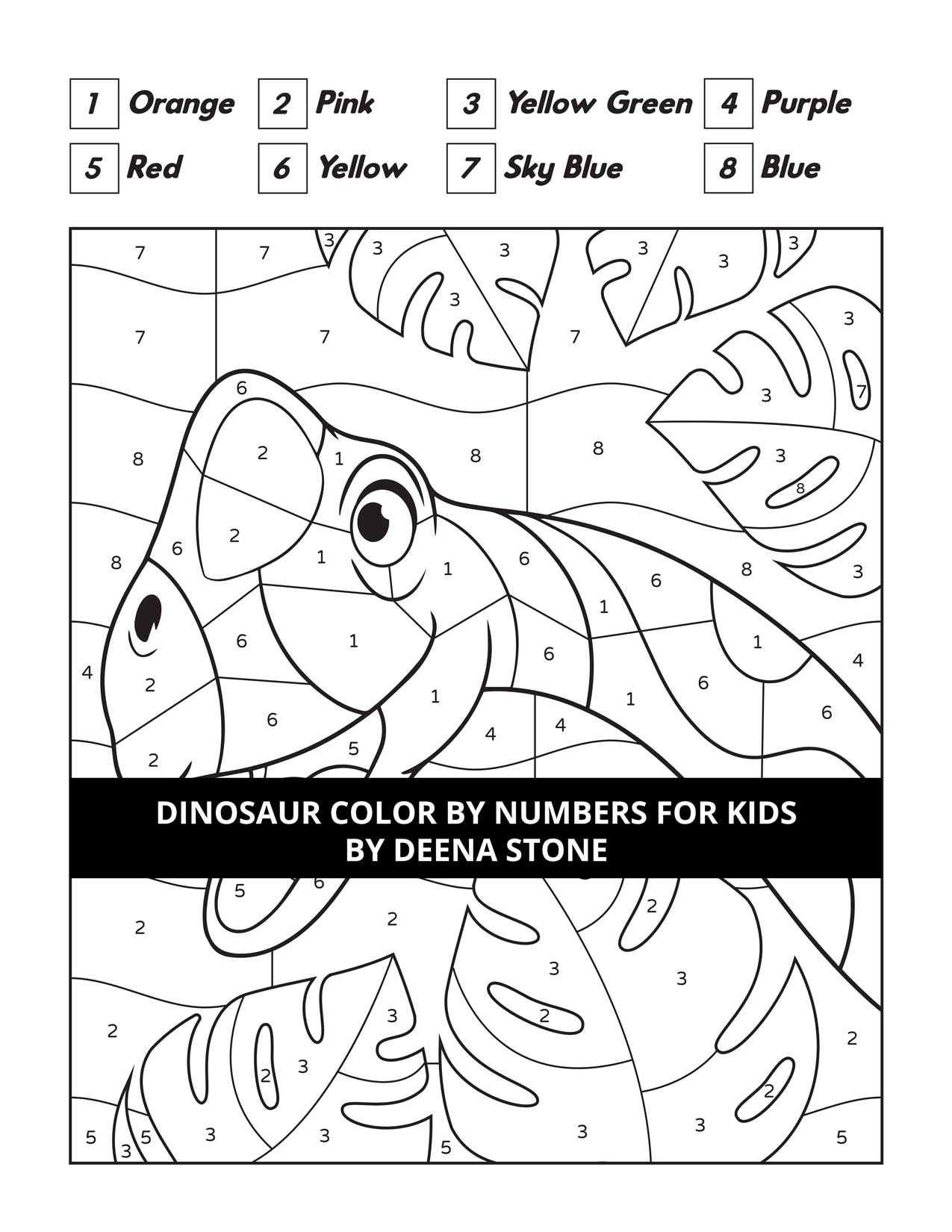 Dinosaur Color By Numbers For Kids - Deena Stone