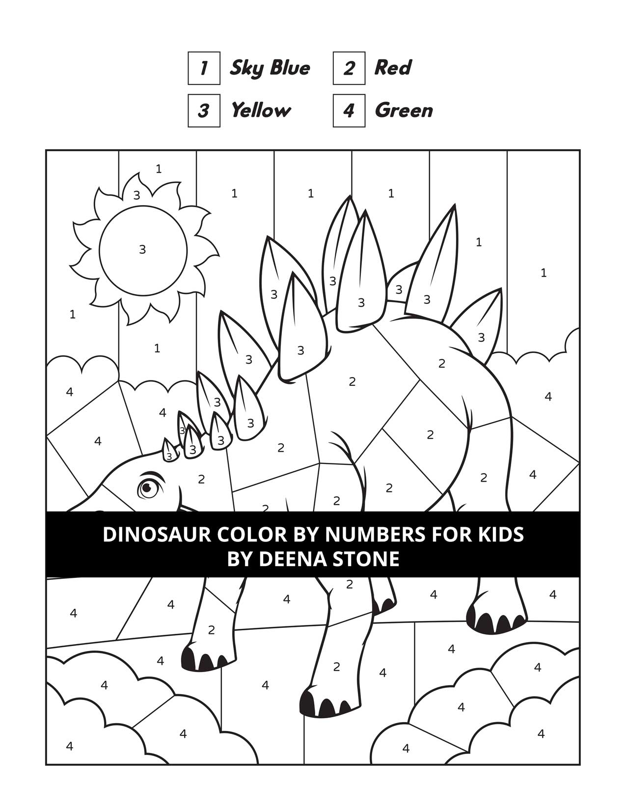 Dinosaur Color By Numbers For Kids Deena Stone