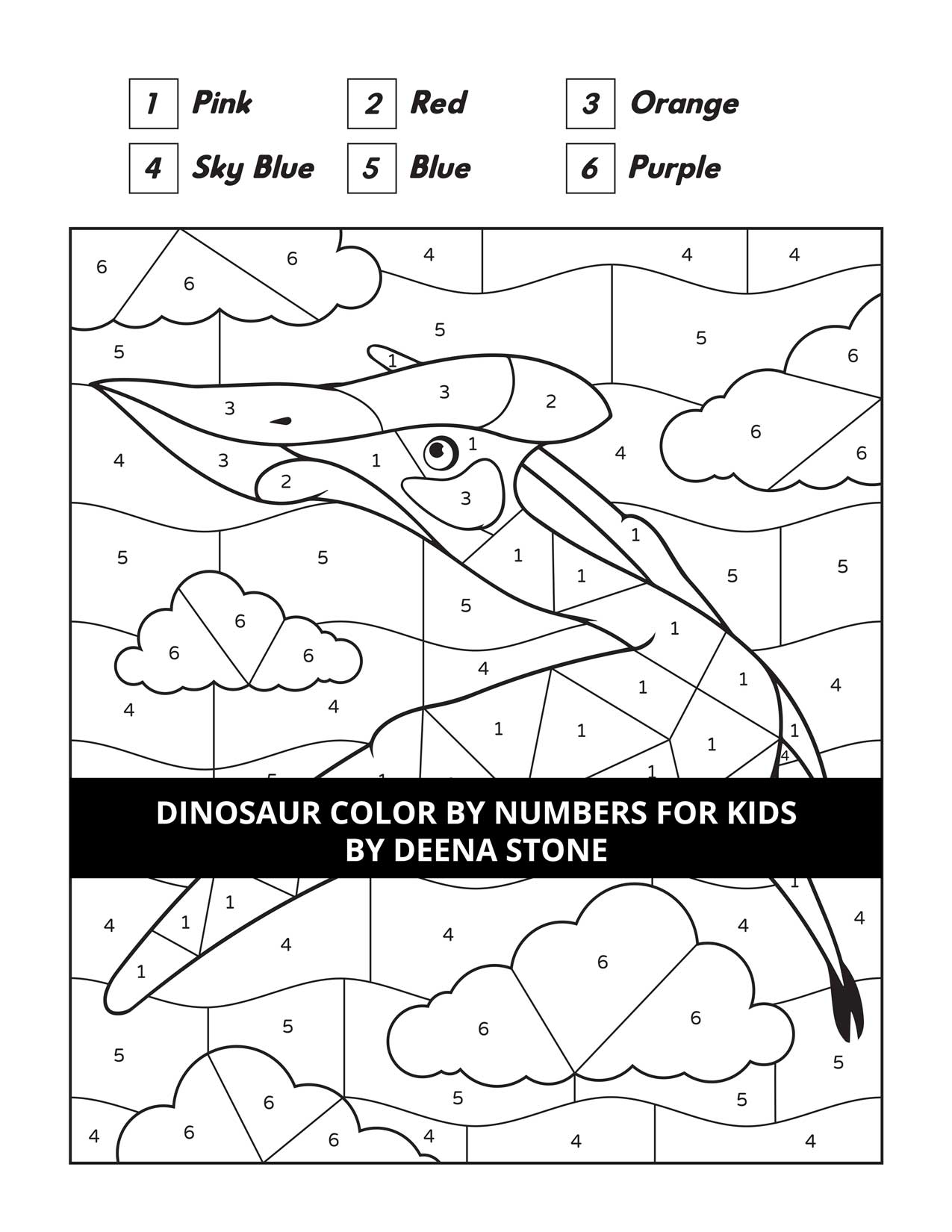 Dinosaur Color By Numbers For Kids - Deena Stone