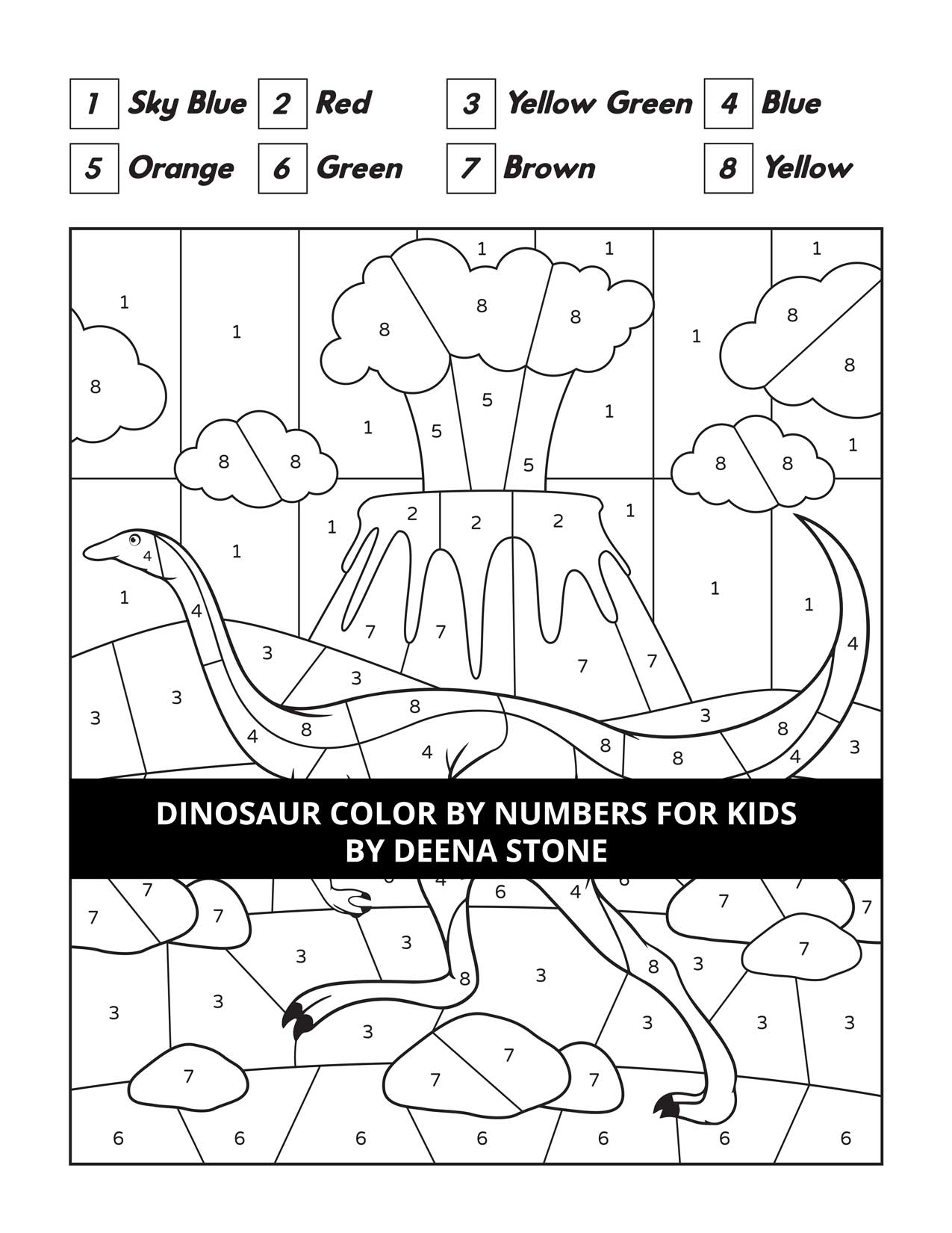 dinosaur colour by numbers free