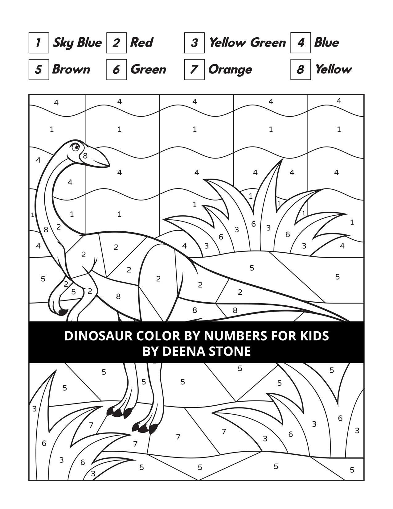 dinosaur colour by numbers free