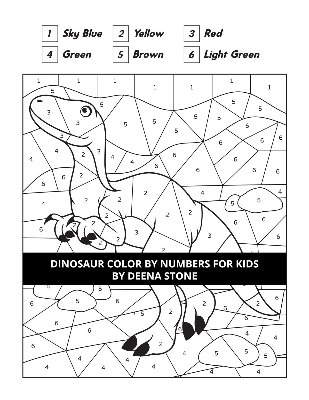 dinosaur colour by numbers free