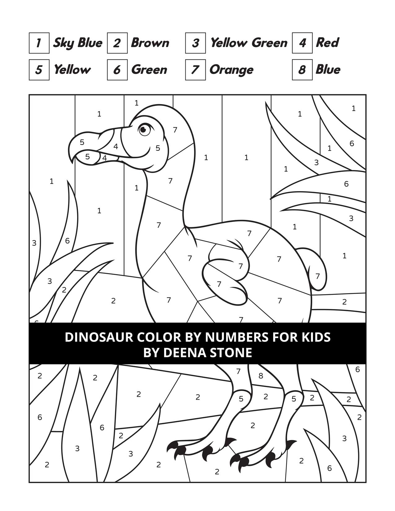 Dinosaur Color By Numbers For Kids - Deena Stone