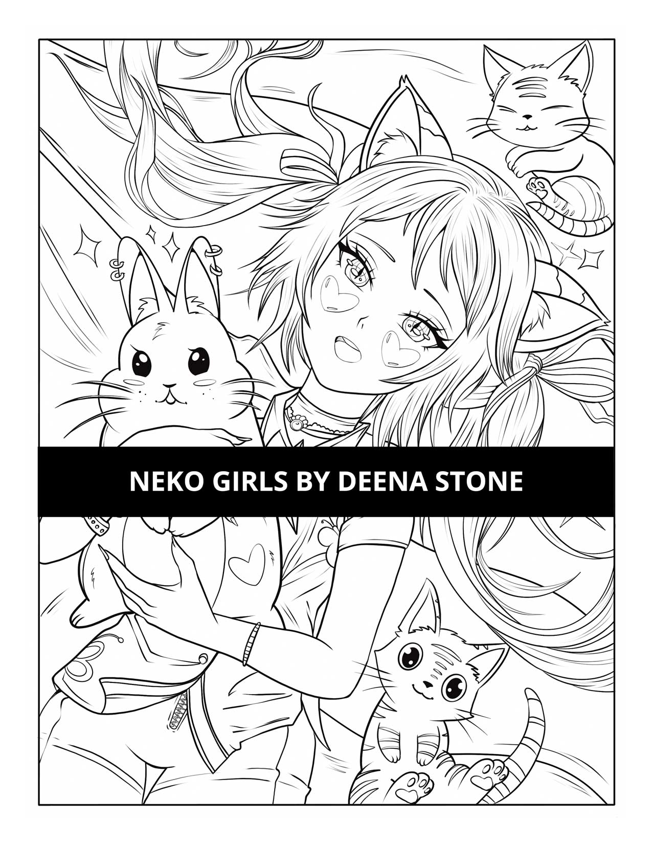 Neko Girls Coloring Book Deena Stone