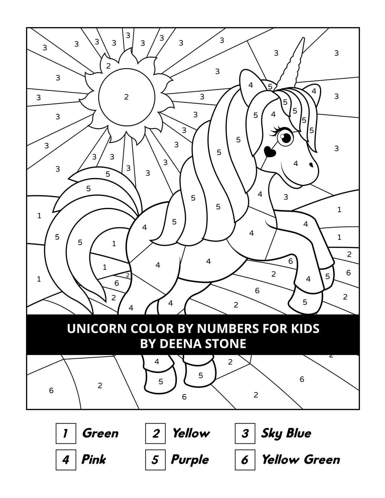 Unicorn Color By Numbers For Kids Deena Stone