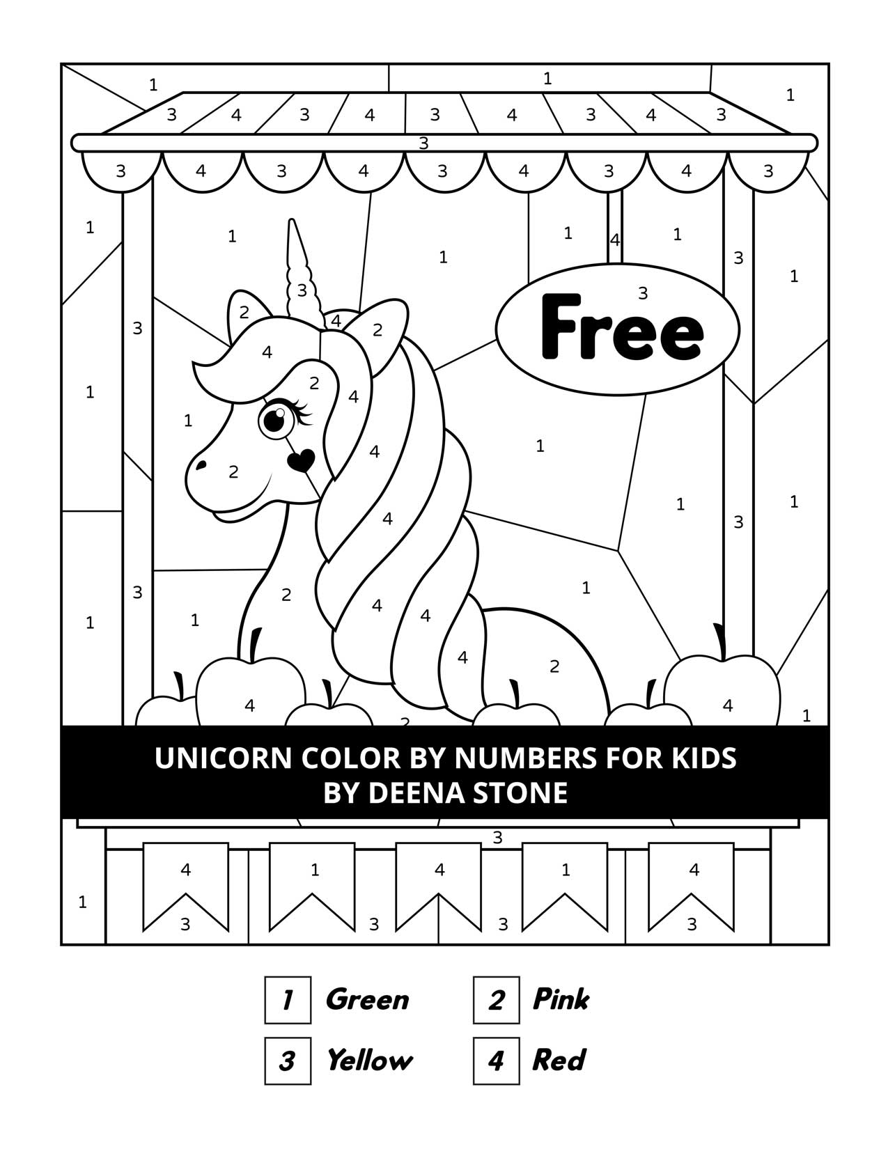 Unicorn Color By Numbers For Kids Deena Stone