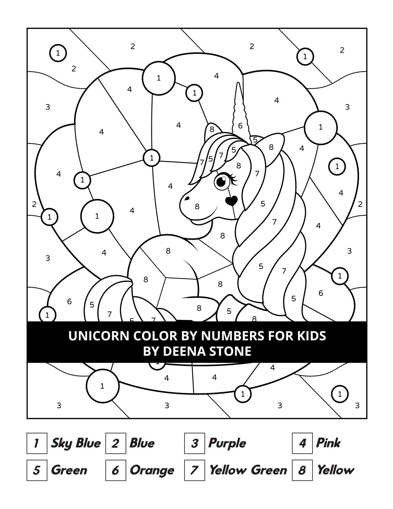 Unicorn Color By Numbers For Kids - Deena Stone