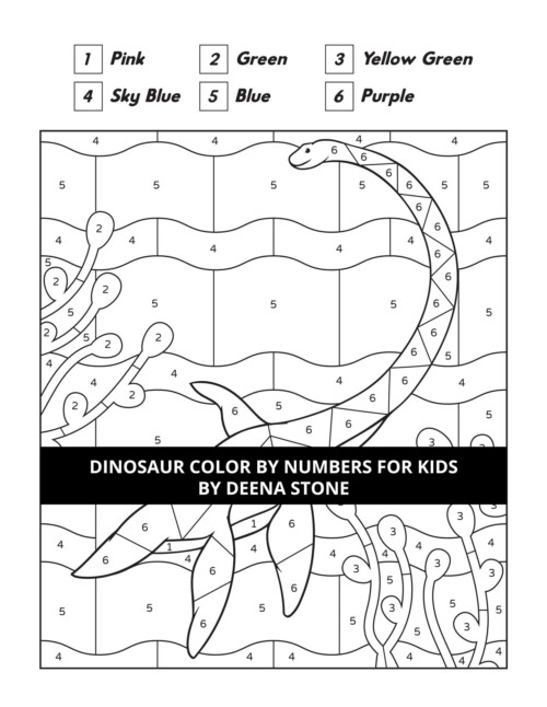 Dinosaur Color By Numbers For Kids - Deena Stone