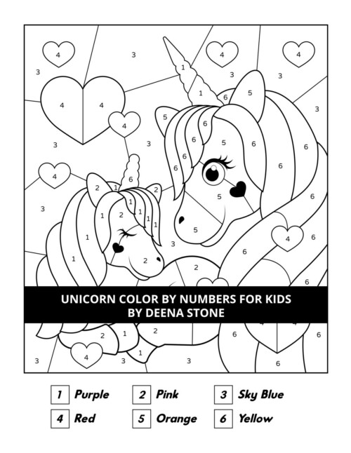 Unicorn Color By Numbers For Kids - Deena Stone